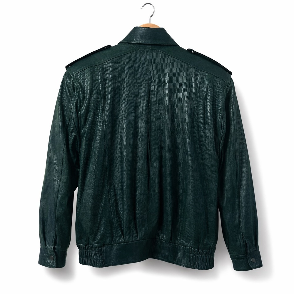 BOVINES Leather Jacket Men’s 40 Forest Green Textured Shawl Collar Canada Made - Picture 3 of 16
